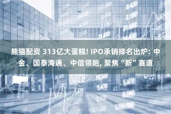 熊猫配资 313亿大蛋糕! IPO承销排名出炉: 中金、国泰海通、中信领跑, 聚焦“新”赛道